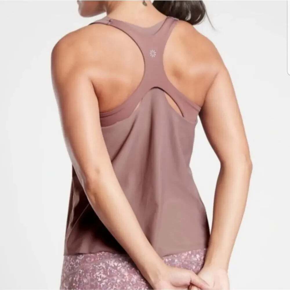 Athleta Ultimate 2-in-1 Support Tank Top Size Small Smoked Almond Workout Gym